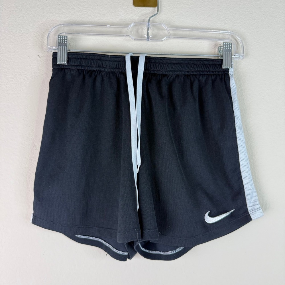 Nike Shorts Womens S Black White Dri-FIT Running Athletic Mesh Trim Gym